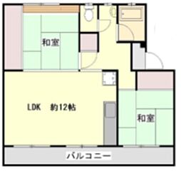 川越三光町団地4号棟 2LDKの間取図画像