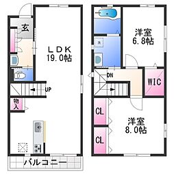 南海線 紀ノ川駅 徒歩17分の賃貸一戸建て 2階2LDKの間取り