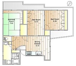 東急大井町線 戸越公園駅 徒歩4分の賃貸マンション 4階3DKの間取り