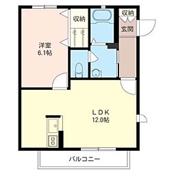 カーサ世田谷通り 2階1LDKの間取り