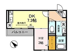 阪神本線 姫島駅 徒歩5分の賃貸アパート 1階1DKの間取り