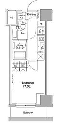 ザ・パークハビオ五反田 1Kの間取図画像