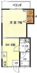 ホワイトハウス 2階1DKの間取り