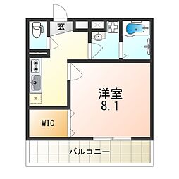 阪神なんば線 福駅 徒歩10分の賃貸アパート 3階1Kの間取り