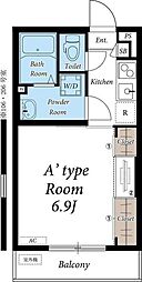 小田急多摩線 黒川駅 徒歩6分の賃貸アパート 1階1Kの間取り