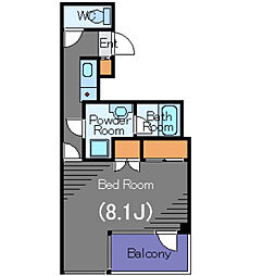 オーク高輪ビル 3階1Kの間取り