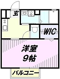 モナリエ東村山 2階1Kの間取り