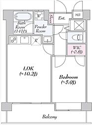 Daiwa芝浦ビル 11階1LDKの間取り