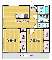 シャトレーハヤマ 2LDKの間取図画像
