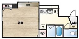 君が淵高輪ハイツ 1Kの間取図画像