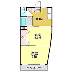 高の森コーポ ワンルームの間取図画像