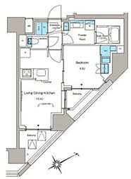 ルフォンプログレ蔵前プレミア 10階1LDKの間取り
