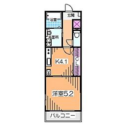アインスフィア 1階1DKの間取り
