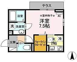 D-room西ヶ原 1Kの間取図画像