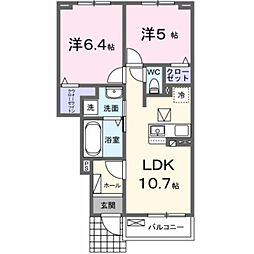 カーム エレガント 2LDKの間取図画像