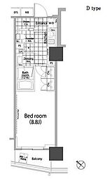パークハビオ赤坂タワー 2階1Kの間取り