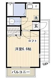 ストロベリーファーム 2階1Kの間取り