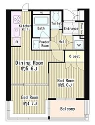 MMガーデン 4階2DKの間取り