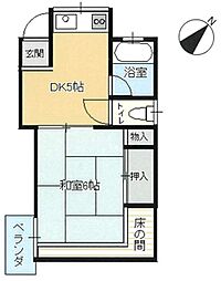 小山荘 2階1DKの間取り