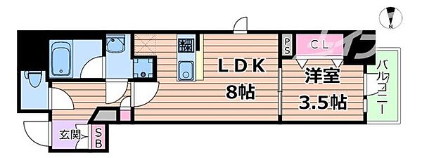 レジュールアッシュ谷町四丁目グランクラス ｜大阪府大阪市中央区谷町４丁目(賃貸マンション1LDK・8階・33.90㎡)の写真 その7