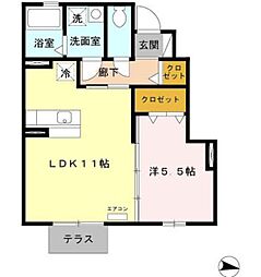 ヴェルドミールc 1LDKの間取図画像