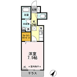 マウントサイド 1Kの間取図画像