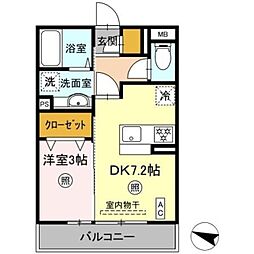 エヴァーラスティング千葉 2階1DKの間取り