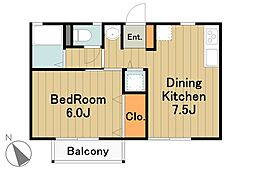 JR横浜線 淵野辺駅 徒歩28分の賃貸アパート 1階1LDKの間取り