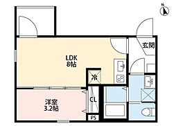 The Grace 千葉 3階1LDKの間取り