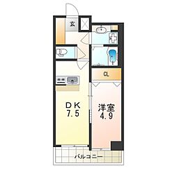 JR東海道・山陽本線 立花駅 徒歩4分の賃貸マンション 9階1LDKの間取り