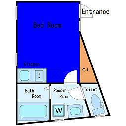 東急目黒線 大岡山駅 徒歩5分の賃貸アパート 1階ワンルームの間取り