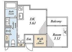 ラ・ソラリス 3階1DKの間取り