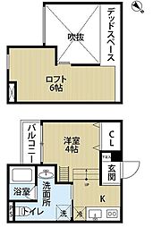 リアージュ住之江舎 2階1Kの間取り