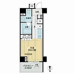 レジデンシャルステート白金 ワンルームの間取図画像