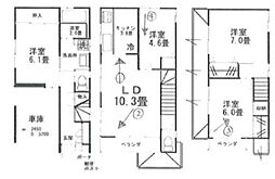 白鳥4丁目貸家 3階4LDKの間取り