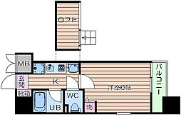 JR東西線 大阪城北詰駅 徒歩2分の賃貸マンション 2階1Kの間取り