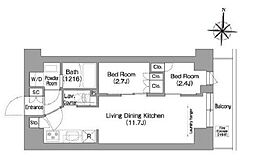 コンフォリア・リヴ南品川 6階2LDKの間取り