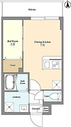 アルファコート五反野 6階1DKの間取り