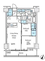 ロイヤルパークス赤羽ノース 4階2LDKの間取り