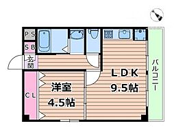 日生ロイヤルマンション十三 1LDKの間取図画像