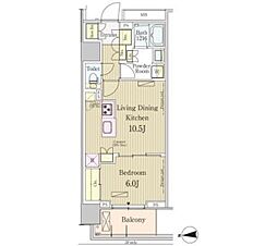 パークアクシス池田山 9階1LDKの間取り