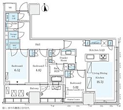 パークコート　ザ・三番町ハウス 11階3LDKの間取り