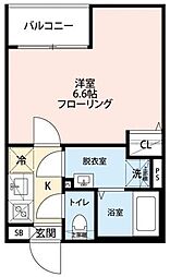 京成本線 お花茶屋駅 徒歩12分の賃貸アパート 2階1Kの間取り