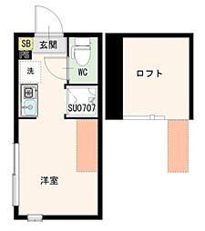 アイオライト 2階ワンルームの間取り