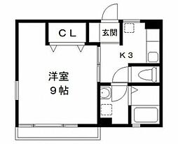 プランドール夏見台 1Kの間取図画像