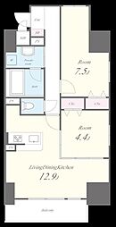 Ｅｖｅｒｇａｒｄｅｎ 11階2LDKの間取り