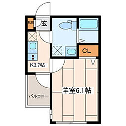 WITHPLACEさがみ野 1Kの間取図画像
