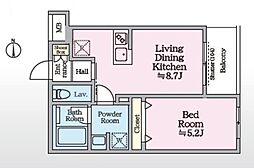 アイルグランデ赤羽 2階1LDKの間取り