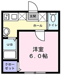 プラート柏 2階1Kの間取り
