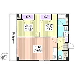 ベルフィオーレなかもず 2LDKの間取図画像